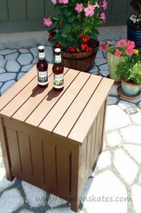 Free DIY plans to Build an Outdoor Beverage Table with a hidden surprise!