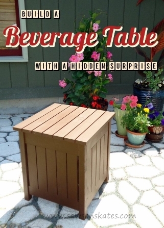 Free DIY plans to Build an Outdoor Beverage Table with a hidden surprise!
