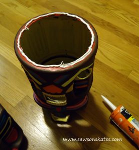 How to make a recycled coffee container tiki statue with solar light tutorial