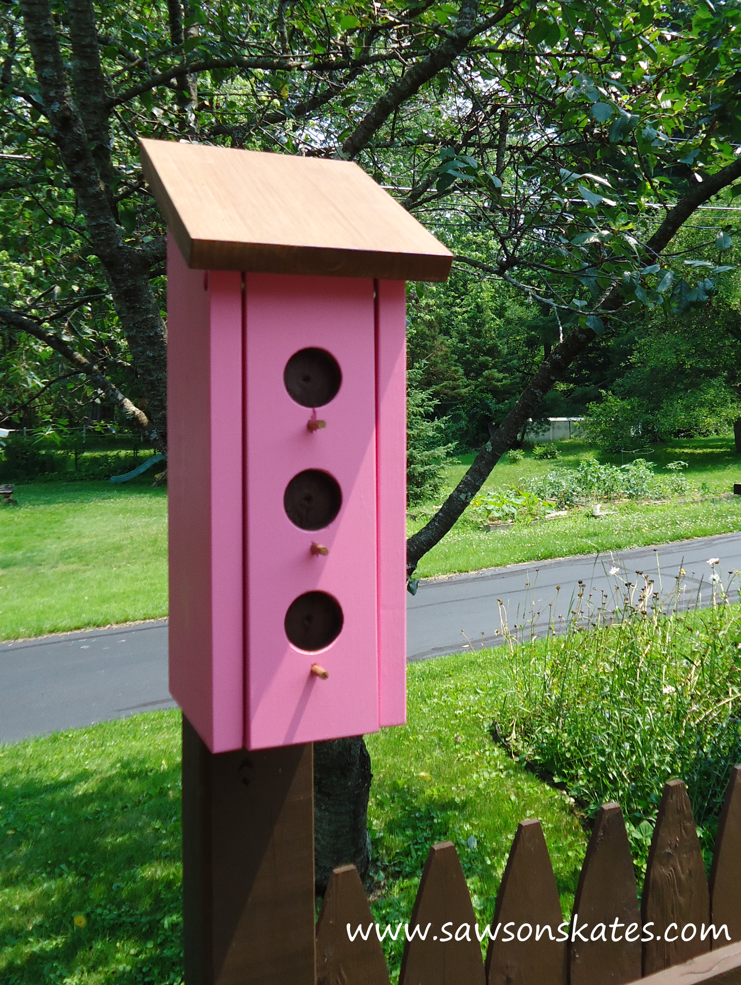 Birdhouse Poop Bag Dispenser pink