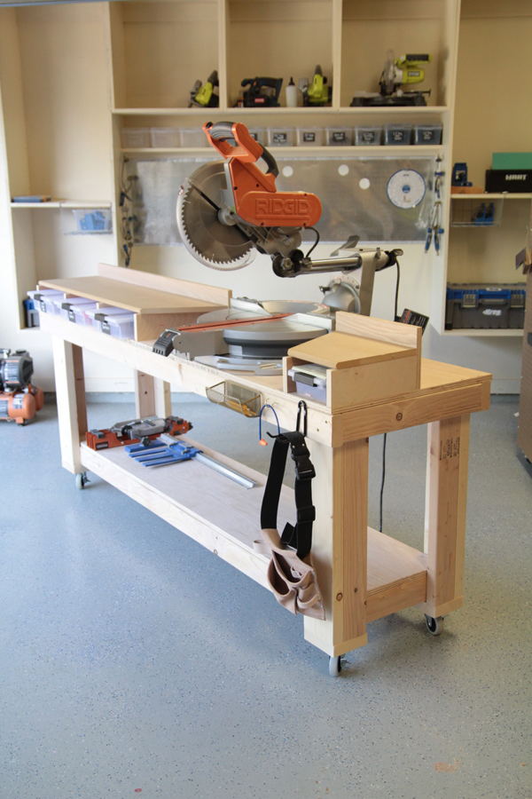 Great roundup of 6 space-saving DIY miter saw stands that would be perfect for a small workshop.