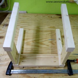 First long side of knock off stool is connected to the short sides