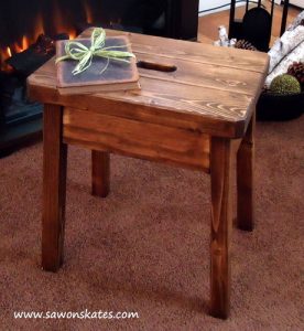 Knockoff Plow & Hearth Stool by Fireplace