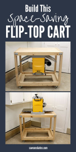Looking for space-saving ideas for your small workshop? Check out the plans for this DIY Flip Top Tool Stand. You can mount a sander, planer, router, or miter saw on one side then flip the top and use the workbench to build your woodworking projects. This fliptop cart is unique because unlike other flip-top workbenches it’s made primarily with 2x4s rather than plywood. Skate over to the free plans now!