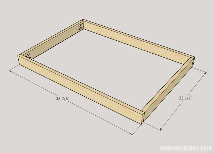 Sketch showing the table frame assembly for the DIY Flip-Top Cart