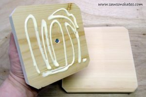 DIY Dog Treats Container gluing medium top to large top