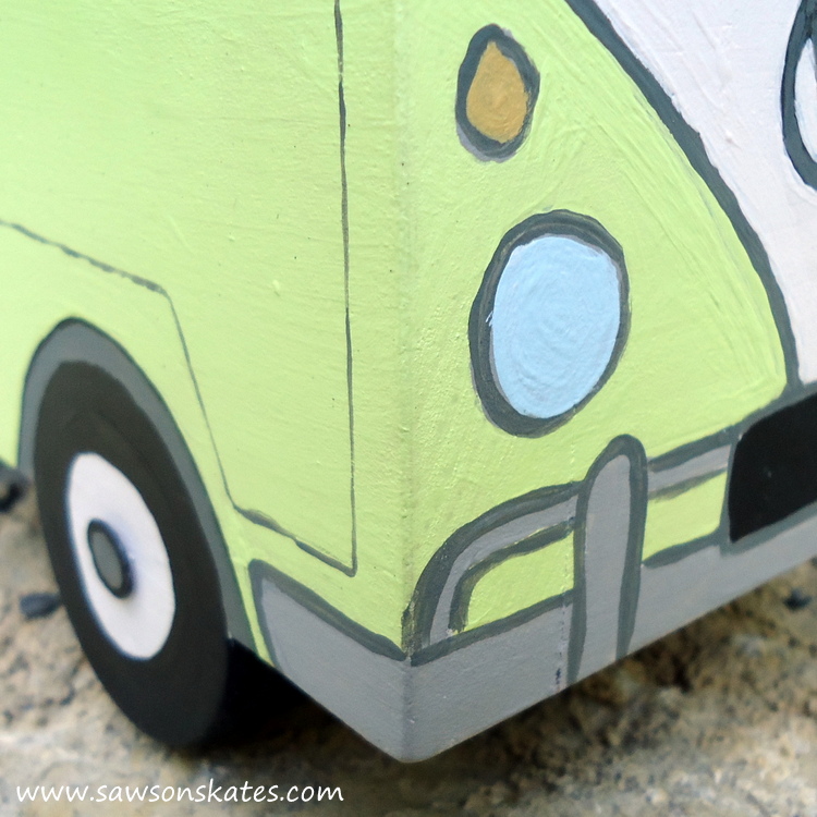 I've seen a lot of outdoor planter ideas, but these are the grooviest! This DIY painted wood planter is in the shape of the iconic bus. Perfect of the patio or porch!