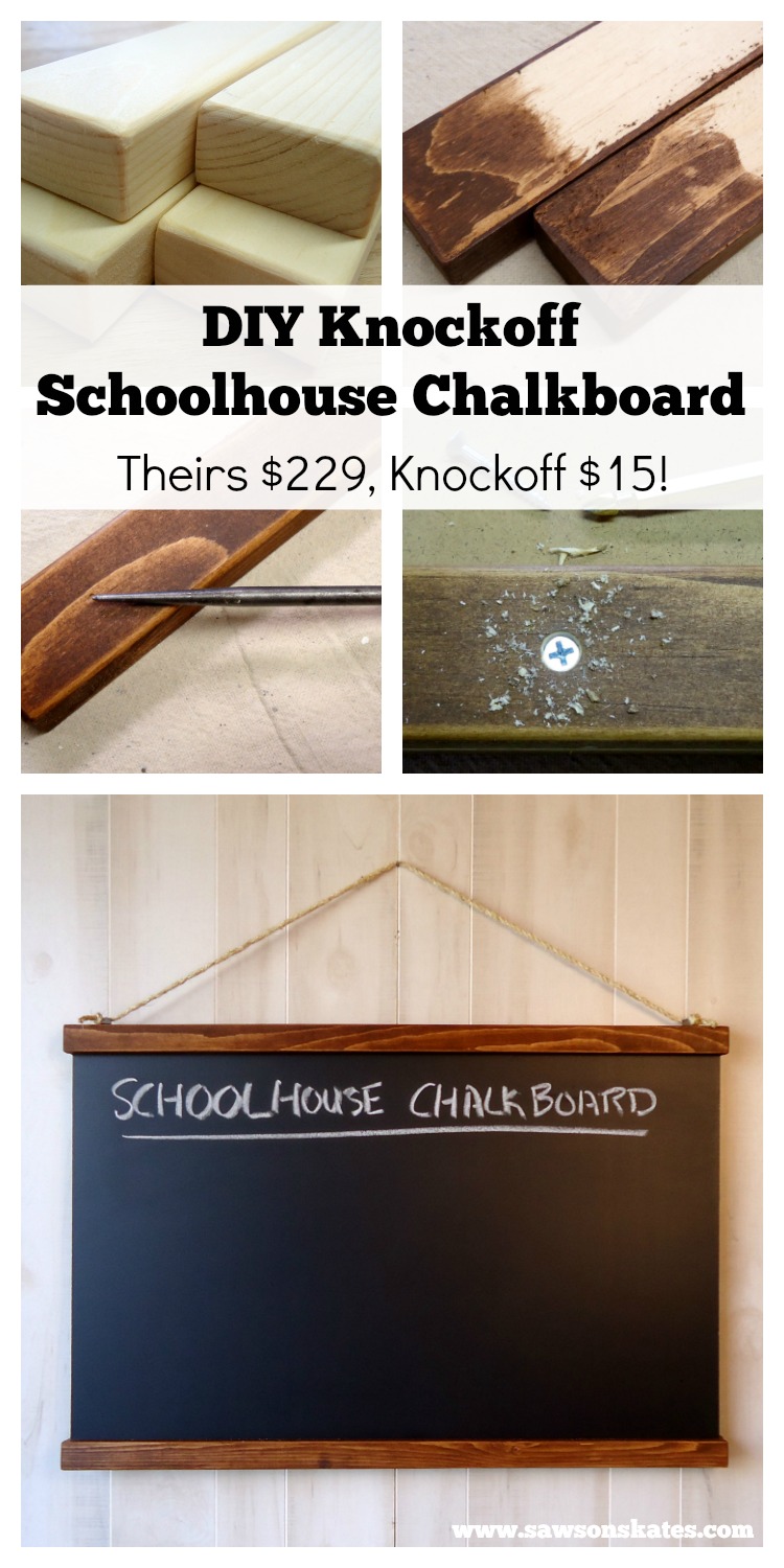 I love chalkboard ideas! This DIY knockoff chalkboard is so easy to make and costs a fraction of the original! Perfect for lovers of antique style pieces, as menu board or in a kid's room! 