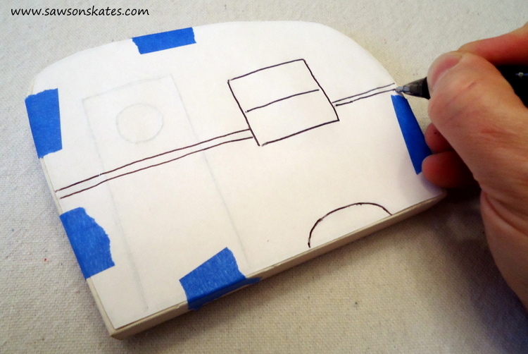 DIY Painted Wooden Vintage Camper Napkin Holder - Trace the template on the back