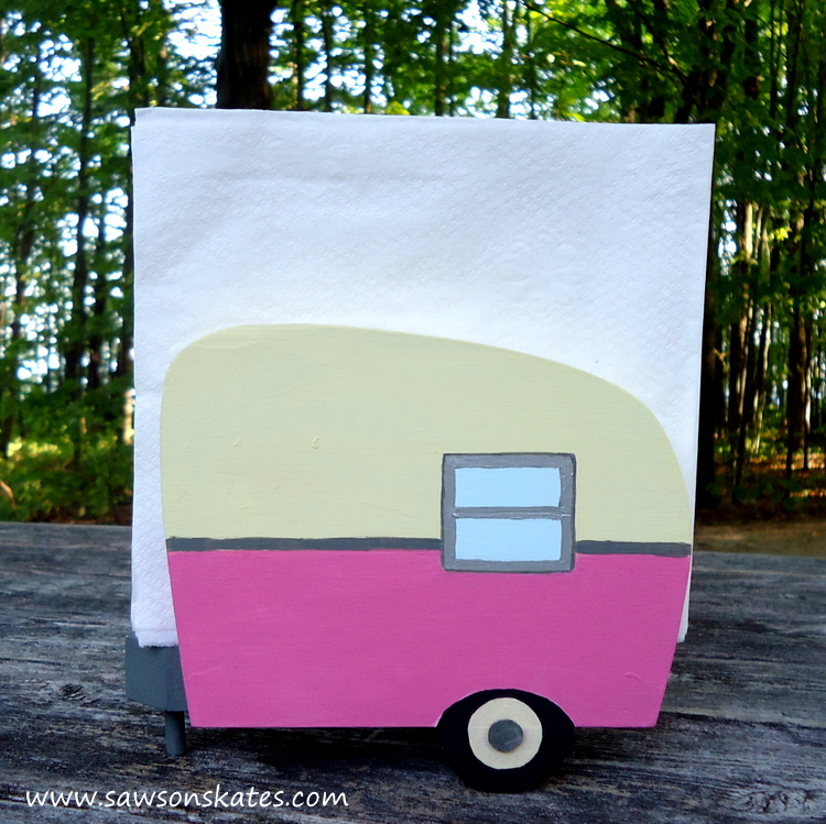 Pink DIY Painted Wooden Vintage Camper Napkin Holder