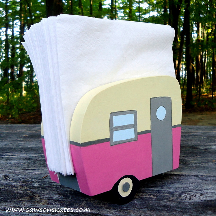 diy vintage camper napkin holder pink 3