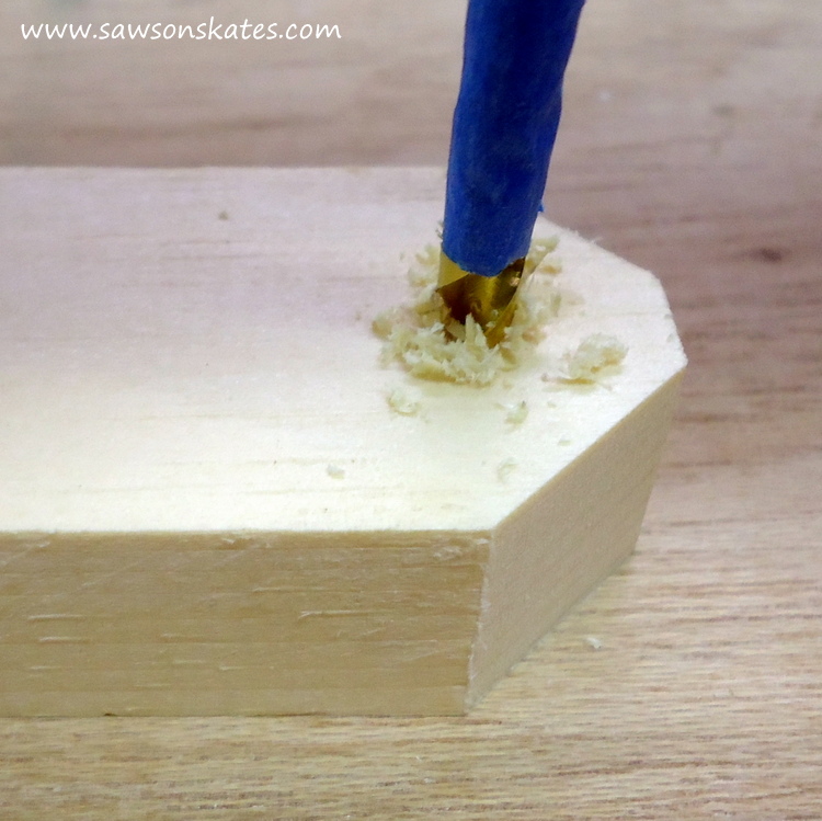DIY Painted Wooden Vintage Camper Napkin Holder - Drill a hole in the bottom