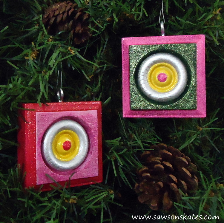 Inspired by vintage glass ornaments, cheap wood rosettes are transformed into DIY Christmas ornaments with the use of metallic and glitter paints. The ideas are endless! So easy and they make great gifts!