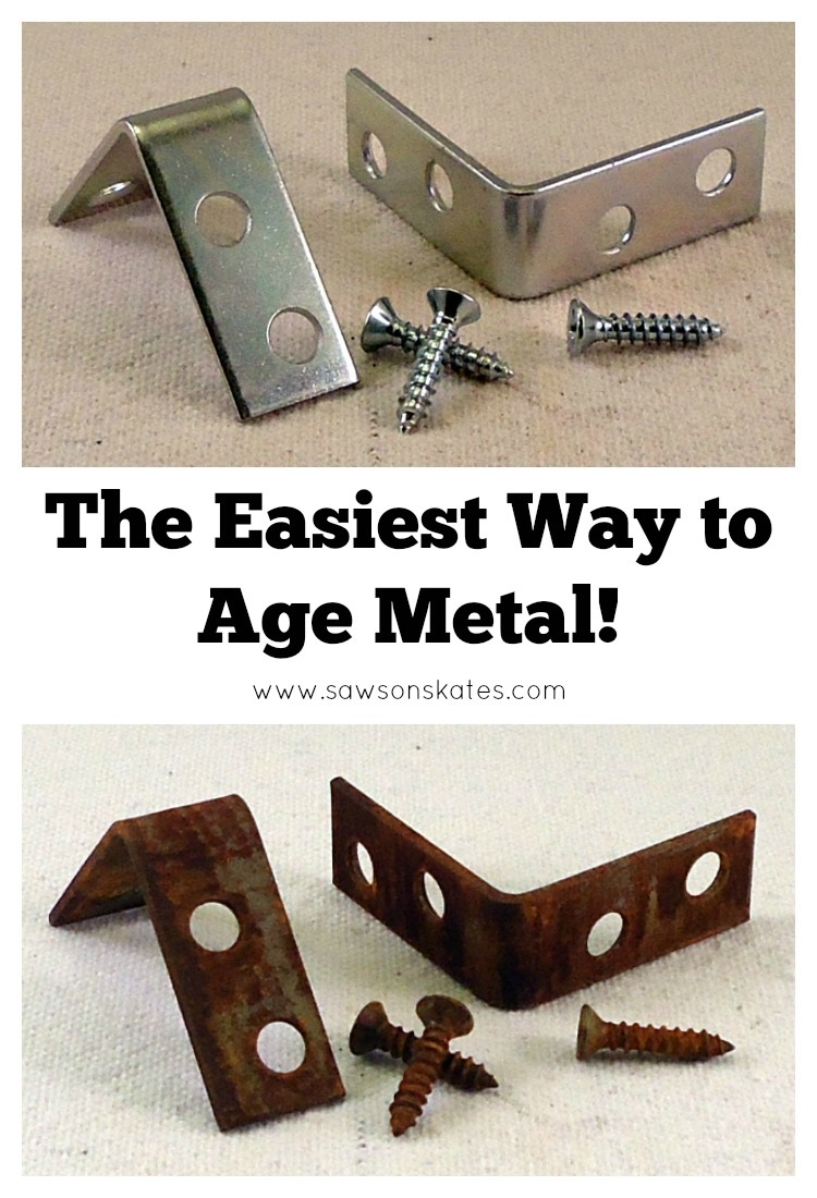 Have you ever wondered how to age metal? We can get that look at home and it doesn’t require much time at all. The best part is you probably already have all the supplies on hand to do it. Hands down, this is the easiest way to age metal EVER!