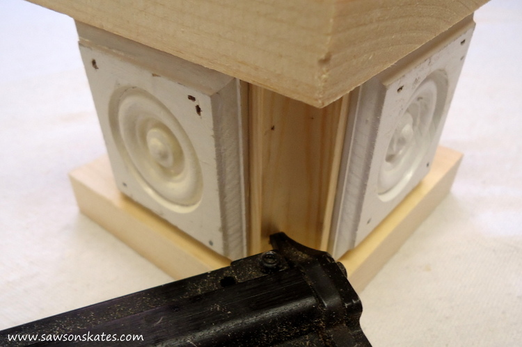 Easy wooden DIY candle holder - attach cove moulding