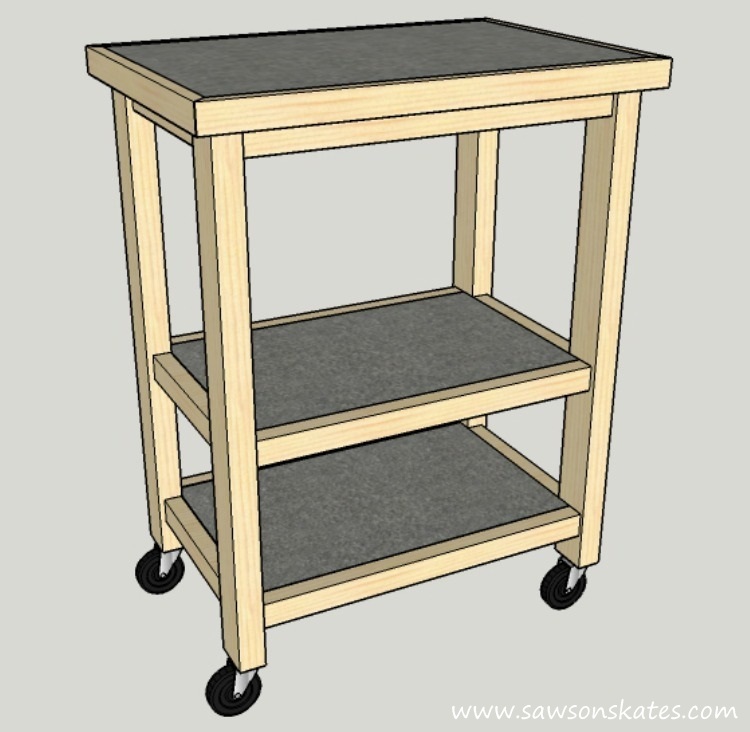 A grandmother has for one wish from Saws on Skates... plans for a DIY Kitchen Island. Her wish comes true with this easy to build, small space kitchen island on wheels!