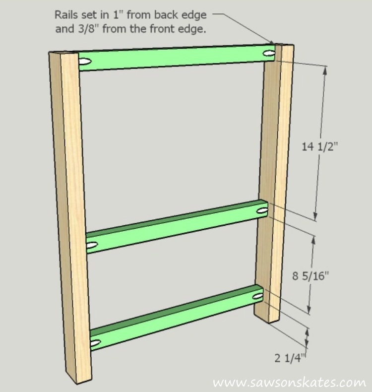 DIY Kitchen Island plans - easy to build, small space kitchen island on wheels - Front Assembly