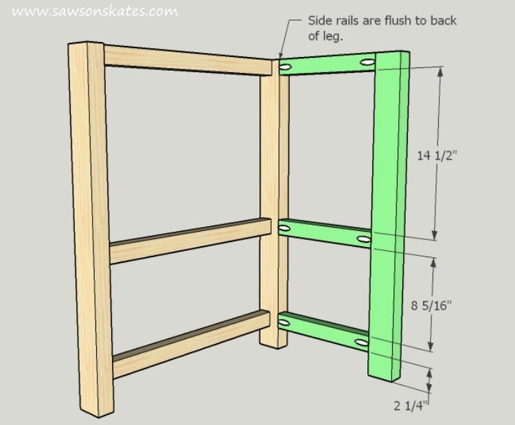 DIY Kitchen Island plans - easy to build, small space kitchen island on wheels - Left Side Assembly