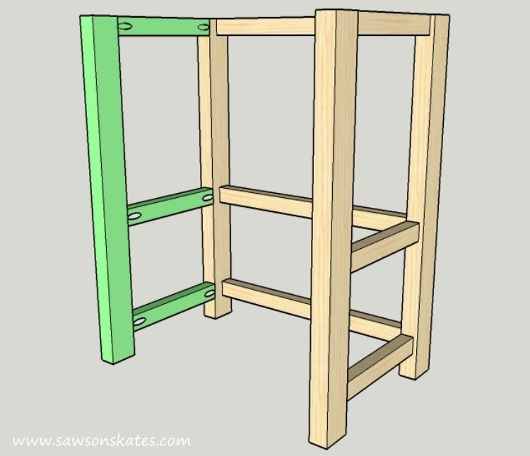 DIY Kitchen Island plans - easy to build, small space kitchen island on wheels - Right Side Assembly