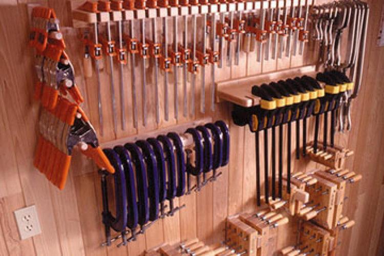Maximizes storage space in your small workshop with this collection of Clamp Storage plans for 5 Popular Clamps