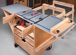 6 DIY Table Saw Stations for a Small Workshop - Table Saw Workstation by ShopNotes