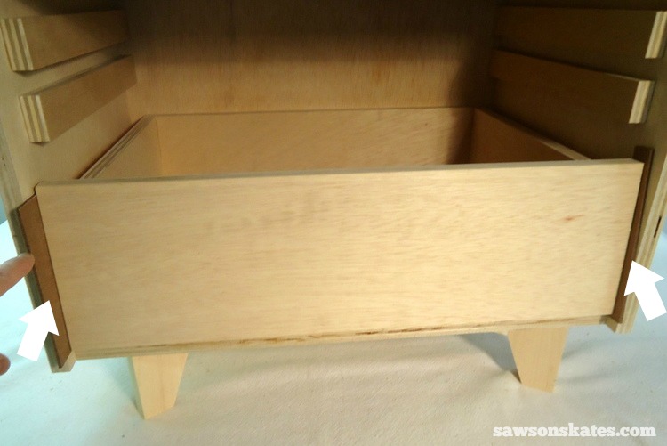 DIY Mid-Century Modern Nightstand - drawer front 2