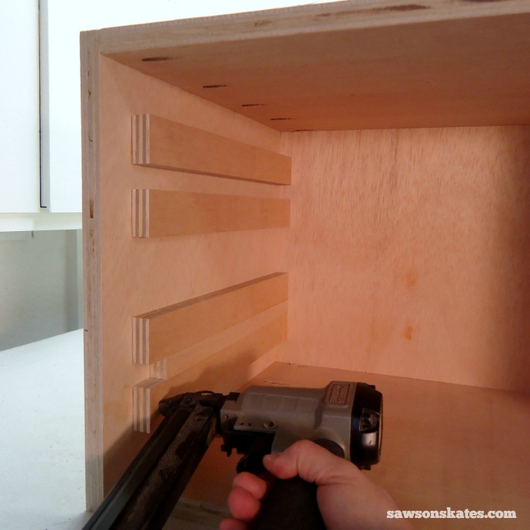 DIY Mid-Century Modern Nightstand - drawer supports 5