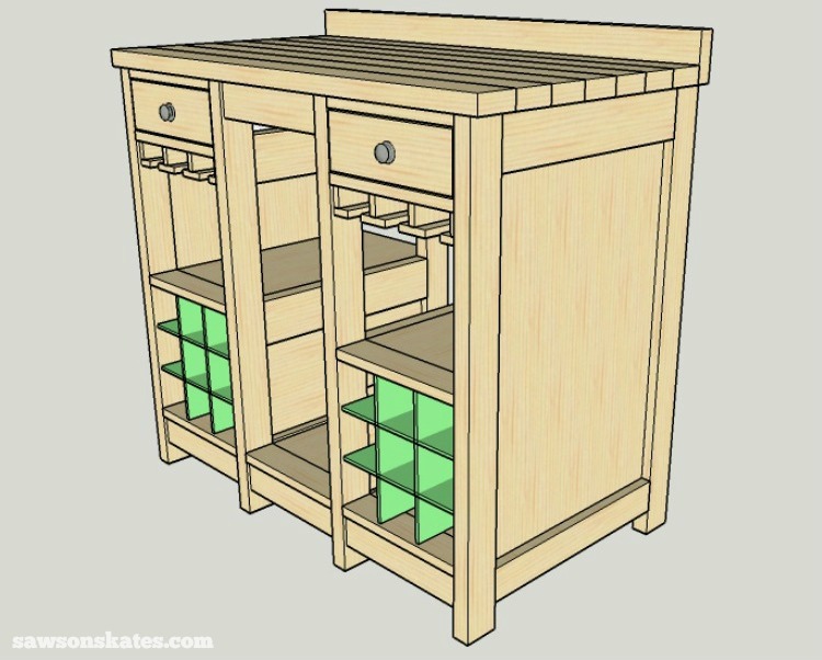 DIY Wine Credenza ­- Wine Cabinet - divider installation