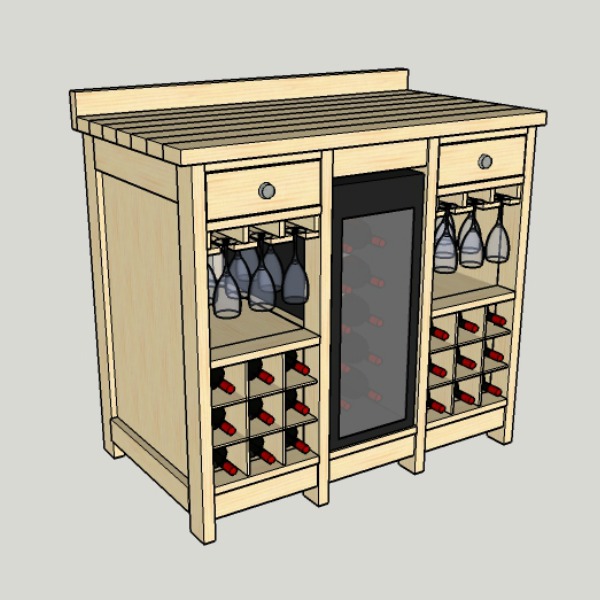 DIY Wine Credenza with Refrigerator