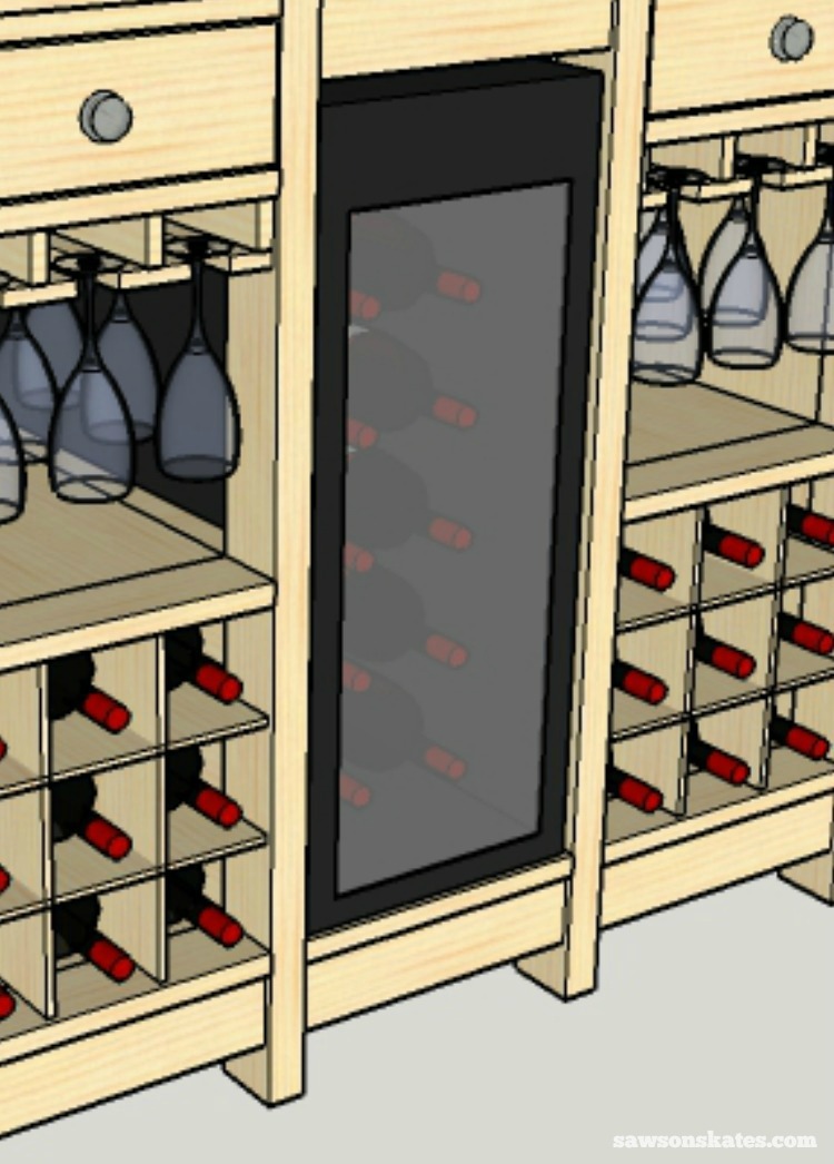 DIY Wine Credenza ­- Wine Cabinet - fridge close up