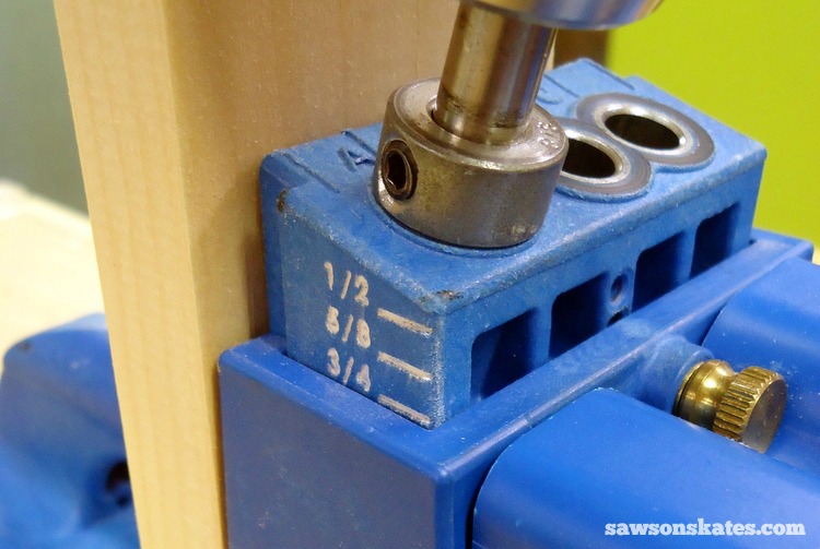 Want to know how to use a Kreg Jig? This tutorial gives tips for avoiding mistakes when drilling pocket holes for DIY projects - drill the pocket holes