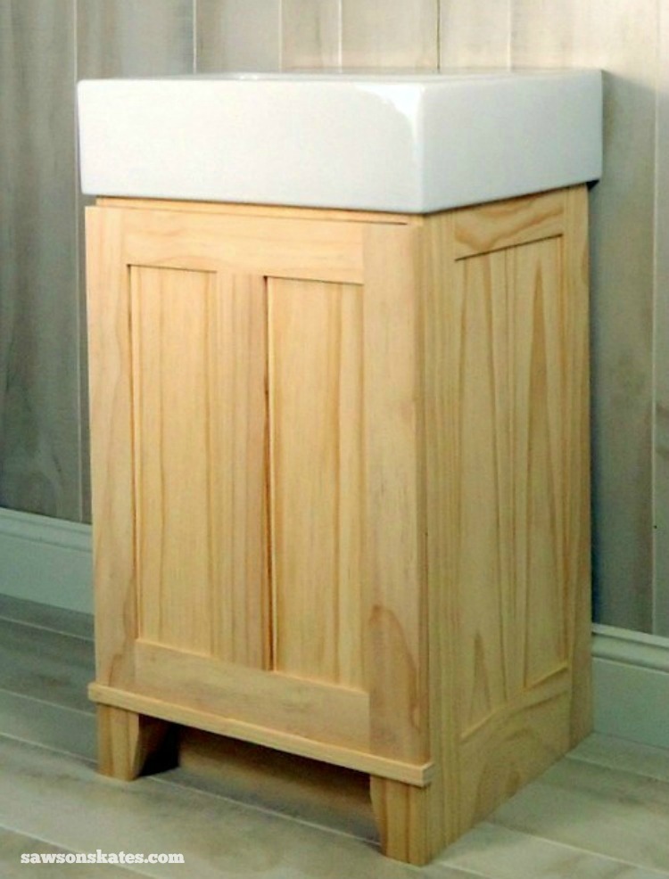 Check out the plans for this small DIY vanity. Original design
