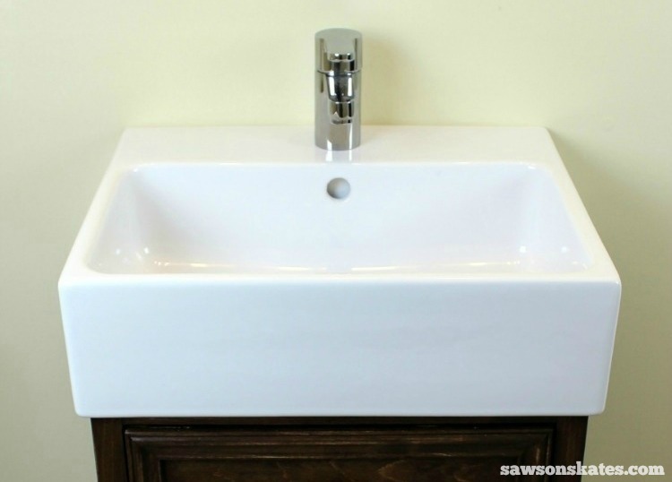 DIY Shaker Bathroom Vanity - this vanity features an IKEA sink. Can you say IKEA HACK?!