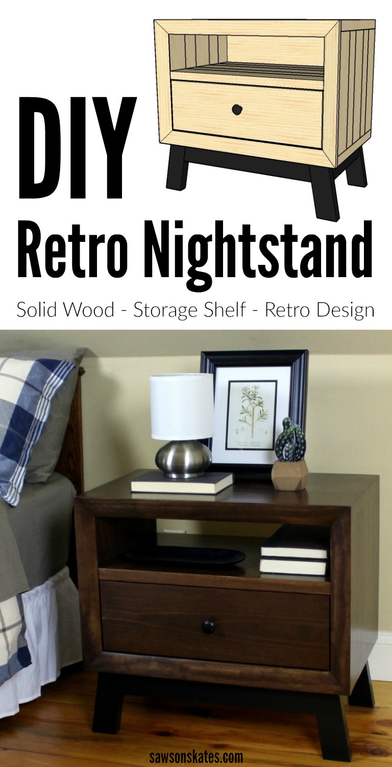 I love Mid Century style bedroom ideas! These chunky solid wood DIY retro nightstands feature open storage and a drawer. Great as a night stand or a small side table. I'm putting this project on my build list!