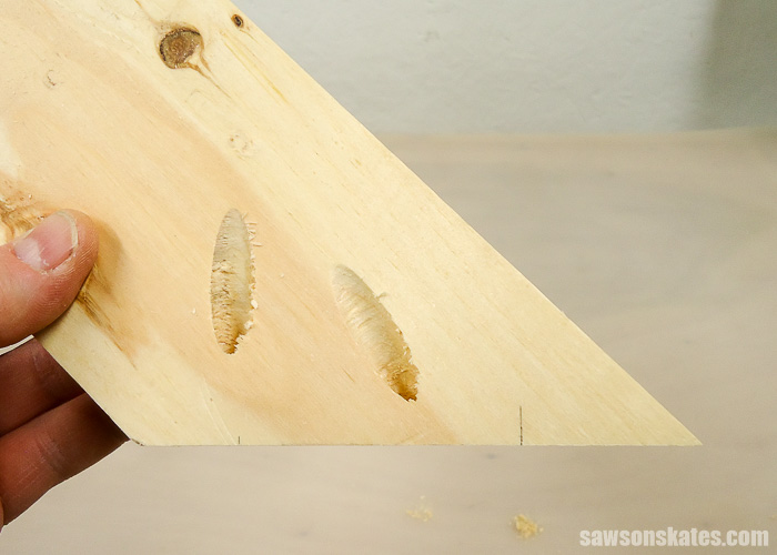 Drilling pocket holes on miter joints - drill the pocket hole.
