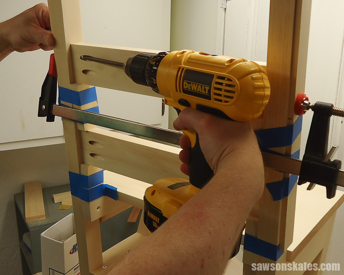 DIY Ladder Chair - make and install the back rails