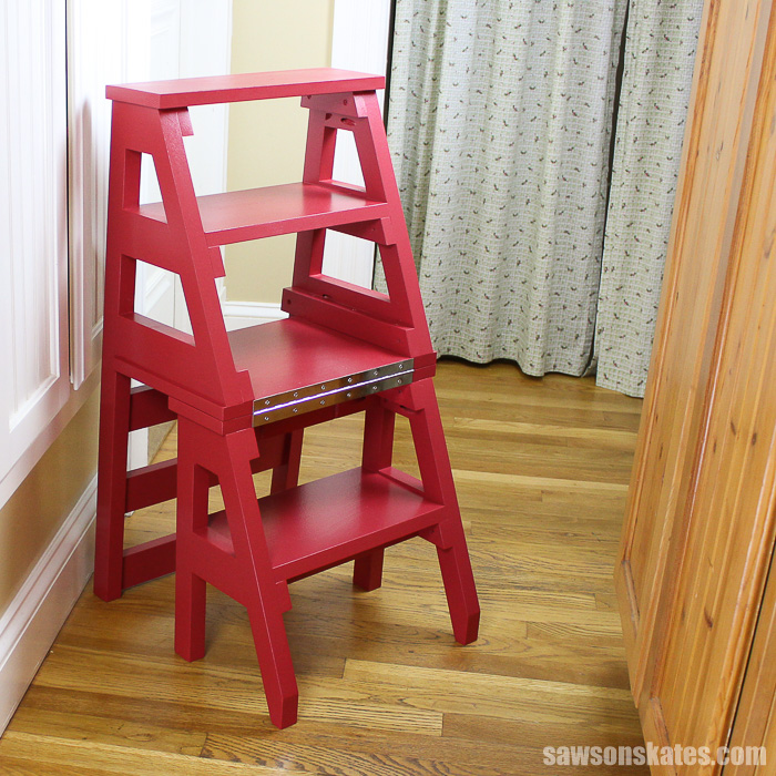 A DIY Ladder Chair in the step ladder position