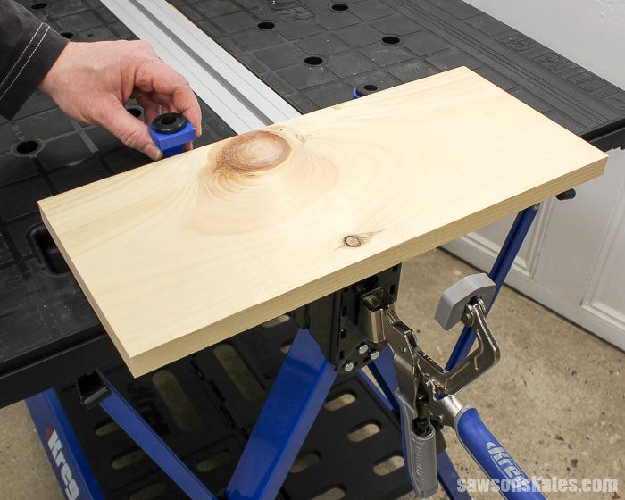 Best Workbench Features - Combine the bench dogs with the bench clamp mounted to the side of the Mobile Project Center and it's the perfect way to clamp large workpieces.
