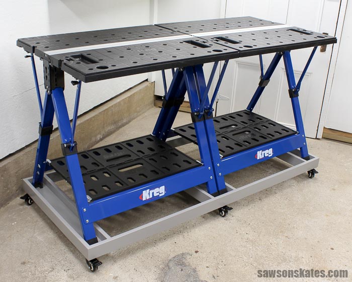 Add wheels to your Kreg Mobile Project Center with these free plans! Roll it where you need it or fold it when you need more space. The Ultimate Workbench!