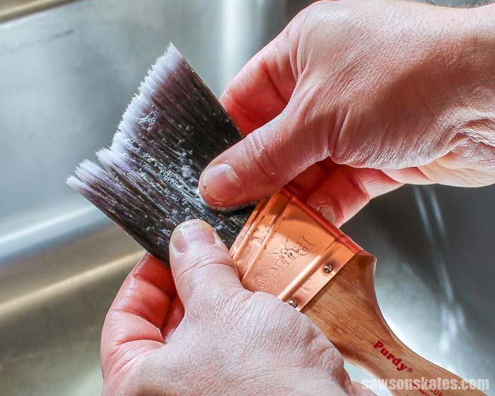 How to clean paint brushes - massage Dawn dish soap into the bristles of the brush