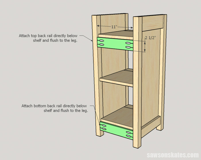 DIY Wine Cabinet - install the back rails