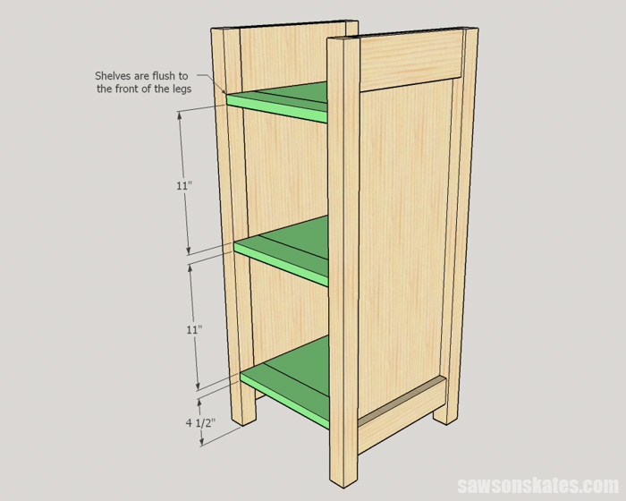 DIY Wine Cabinet - install the shelves