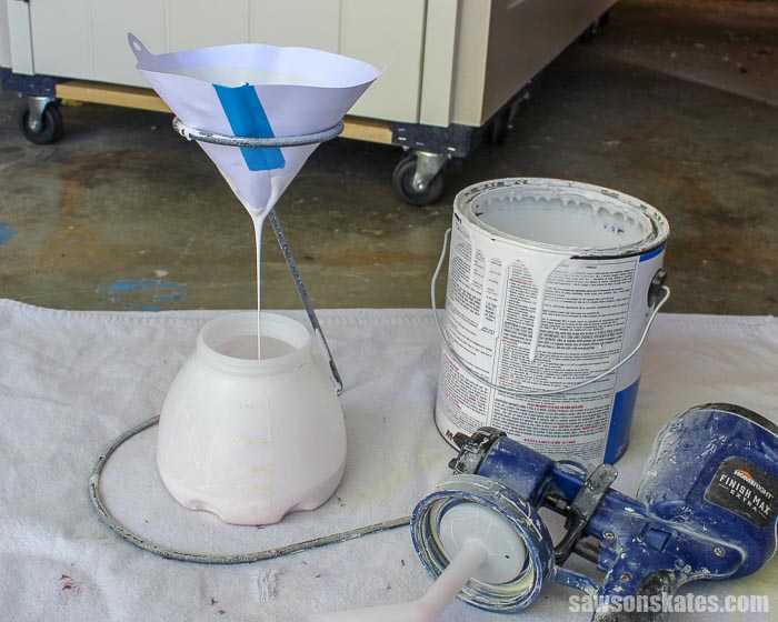Straining paint before spraying helps to remove air bubbles and reduces the chances of orange peel texture