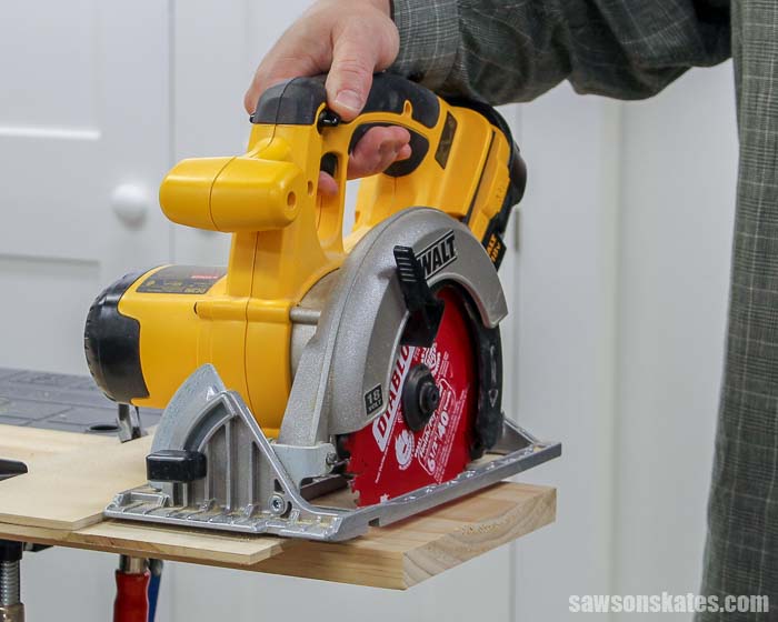 Using a DIY Circular Saw Cutting Guide to make a straight cut with a circular saw