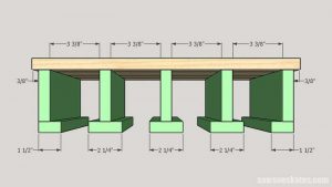 Sketch showing the spacing of the hangers for a drill storage rack