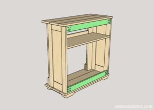 Installing the back braces of the DIY electric fireplace TV stand
