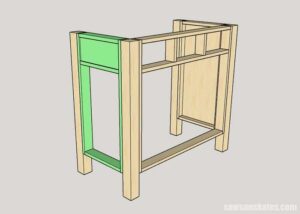 Attaching the left side of the cat litter box cabinet