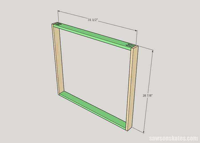 Dimensions of the DIY litter box cabinet face frame