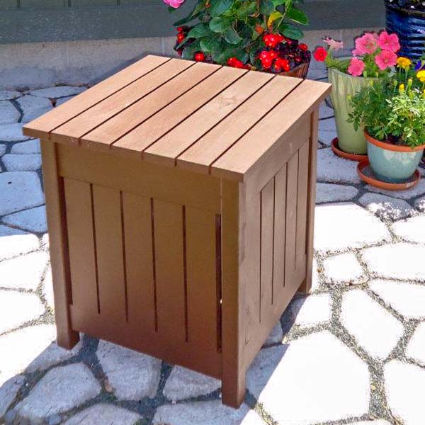 DIY Outdoor Side Table with Cooler