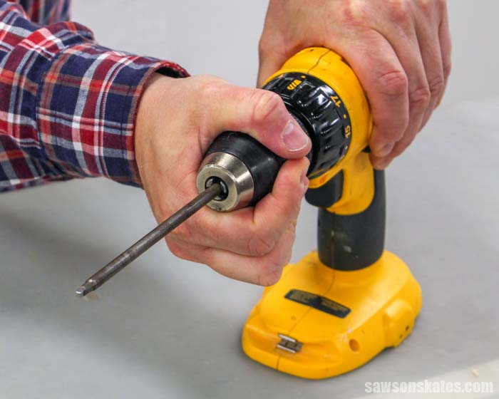 Learning how to change a drill bit with a one part keyless chuck